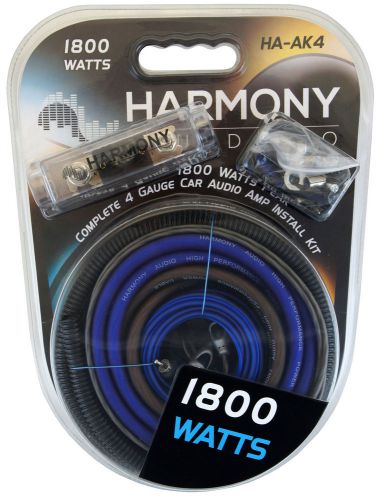 Harmony audio ha-ak4 car stereo 4 gauge 1800w amp amplifier install kit - nickel