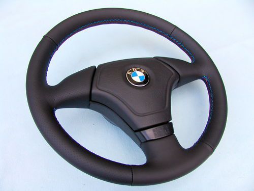 Bmw airbag euro sports steering wheel, e36, m3, new leather a. 3 color stitching