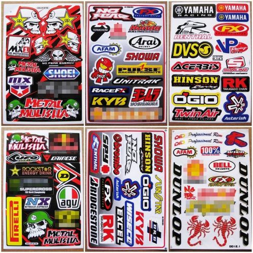 Scorpion moto-gp supercross dirt rider mx1 motocross racing stickers 6 sheets .