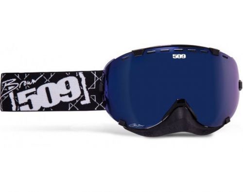 509 chris brown aviator goggle - black / white - blue mirror / blue tint lens