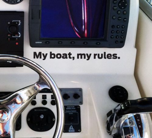 (2) 9&#034; my boat my rules vinyl decals stickers for fishing wake cruiser boats pwc