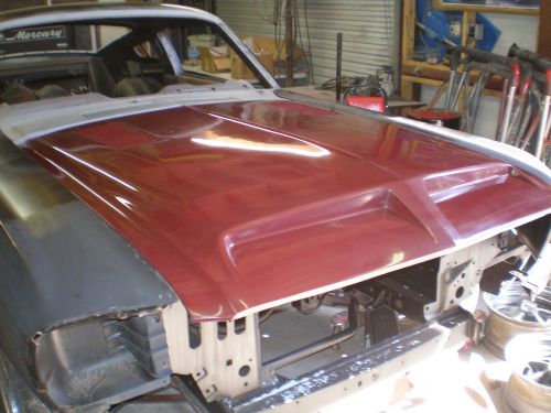 1967-1968 mustang fiberglass hood with 68 shelby-style scoops &amp; louvers