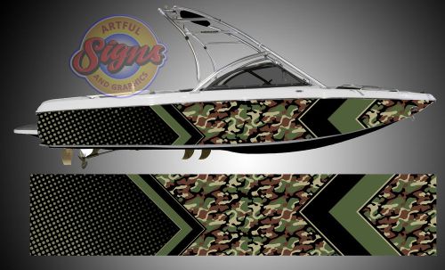 Woodland bdu camo arrow boat wrap - camouflage customized for your boat