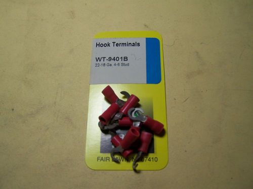 Electrical terminal - hook terminals 22-18 ga, 4-6 stud, red, 9pcs