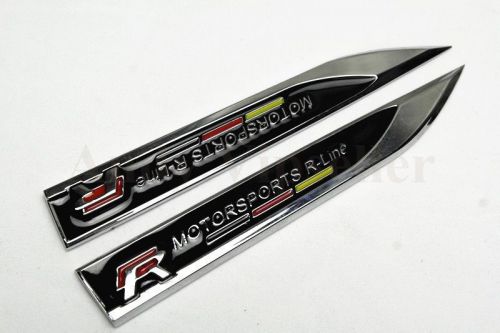 2pcs rline motor sporst car right &amp; left fender black vip sticker badges emblems