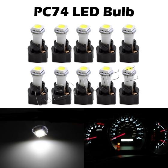 10pack pc74 twist sockets t5 74 white 5050 1-smd instrument panel cluster bulb
