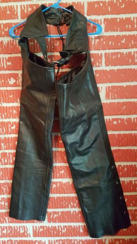 Women's black leather riding chaps size 6.