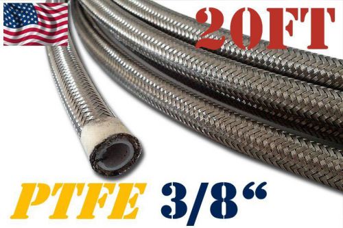 3/8" 9.6mm braided stainless steel ptfe teflon fuel hose petrol line 20 ft