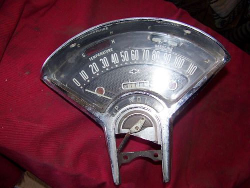 1955 chevy belair inst cluster used orig some pitting