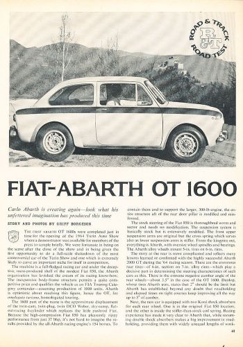 1965 fiat  abarth ot 1600 - road test - classic article d132