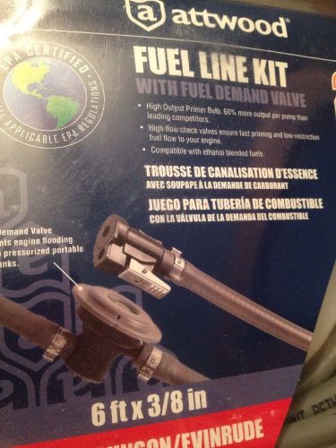 Attwood omc/johns/evinrude 3/8" x 6' fuel line w/demand valve (new)