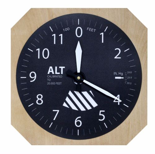 Altimeter clock 10.2 x 10.2 inch aviation hand made - wooden