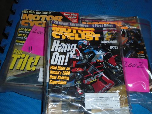 *37  motorcyclist magazines 21-2002,11-01,5-02.honda,harley,yamaha,kawasaki,suz