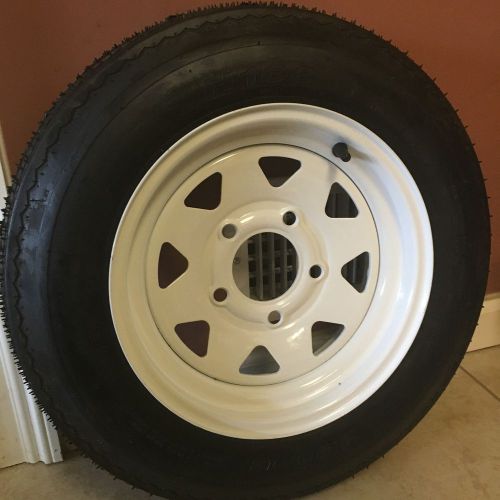 Tire and wheel h188 tredit 4.80 x 12 white spoke 5 hole, new &amp; free shipping