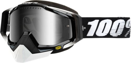 100% motorcycle riding goggle racecraft snow black mirrored silver lens