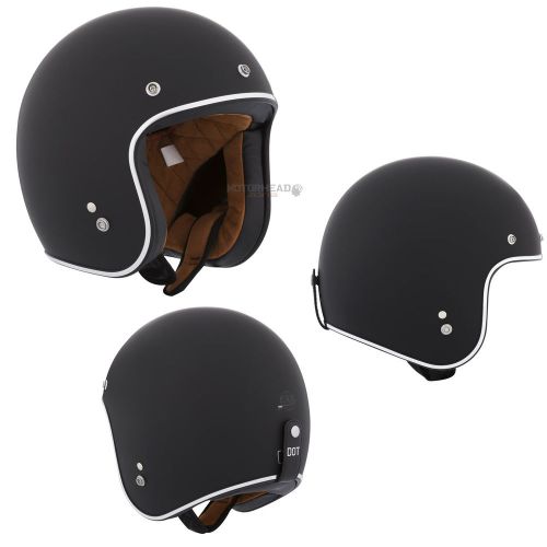 Motorcycle helmet open face custom ckx origin solid black mat medium adult