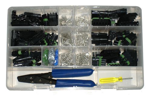 450pc jumbo genuine delphi weather pack sealed connector wiring kit w/ crimper
