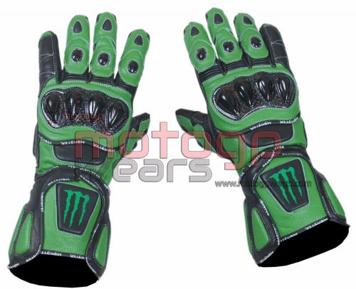 Kawasaki monster energy motorbike racing leather gloves all size available