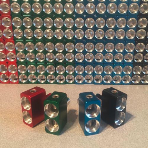 Green / blue ill customz anodized dual 1/0 awg amplifier inputs - made in usa