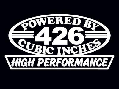 2 high performance 426 cubic inches decal set hp v8 engine emblem hemi stickers