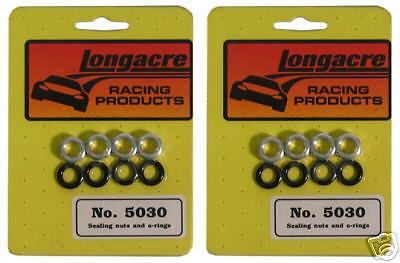 8 - new longacre tirelief sealing nuts &amp; o-rings, 2 pc