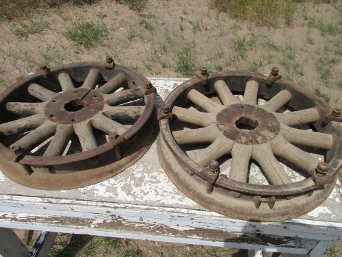 Model tt 20"woodspoke wheels with ford script wedges,no rims or hubs,decent wood