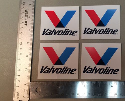 Lot of 4 valvoline racing stickers. 2 1/2 x 3. original and authentic. oil