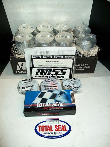 Ross 95765 sbc 406 flat top pistons &amp; gapless 4.155" bore 3.75" stroke 6" rod