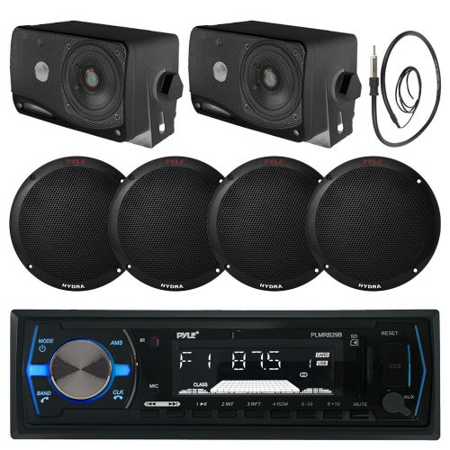 Black marine 3.5&#034; 200w speakers,6.5&#034; speakers, antenna,black usb bluetooth radio