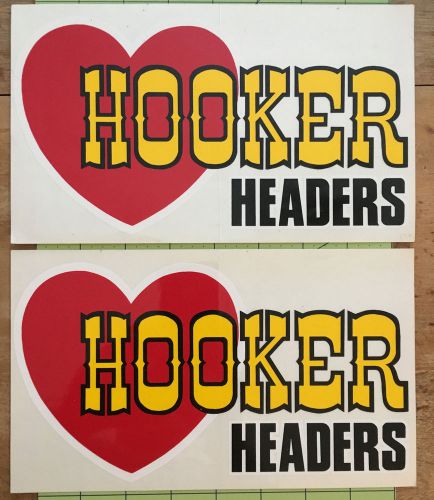 Hooker headers pair of large original vintage racing decals stickers