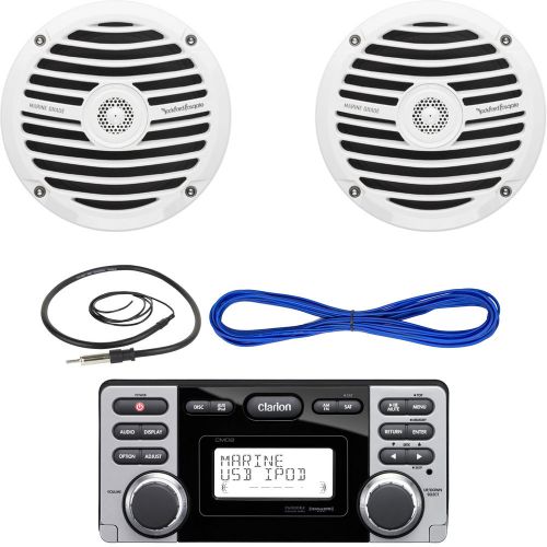 Clarion yacht cd-usb-mp3 receiver, 6.5&#034; marine full range speakers,wire,antenna