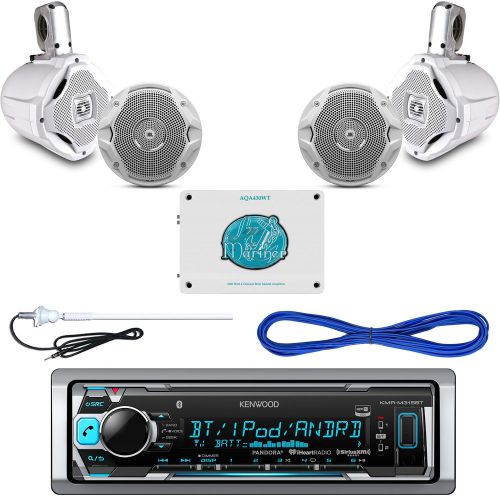 Kenwood marine bluetooth usb radio, 6.5&#034; speaker set/wires, 1600w amp, antenna