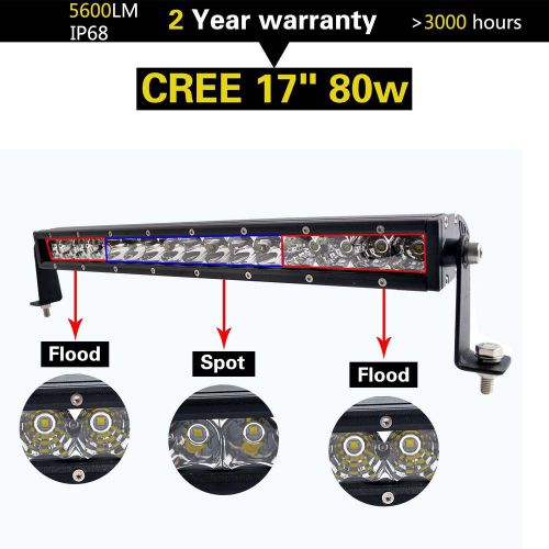 80w 17inch cree led light bar flood spot combo driving light jeep offroad ford