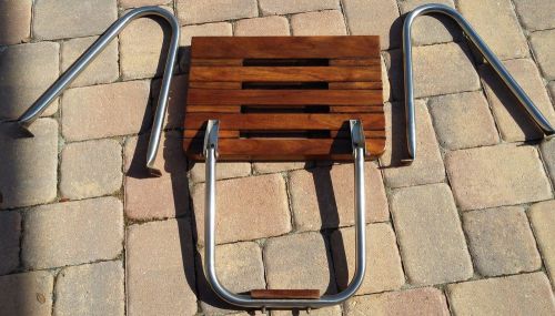Teak wood and stainless steel platform and ladder 20w x 14l