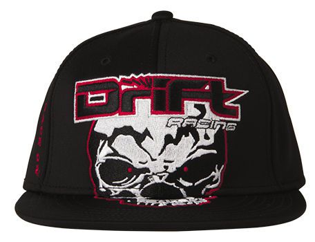 Drift men&#039;s skull flat brim cap / hat - black / red 5245-50*
