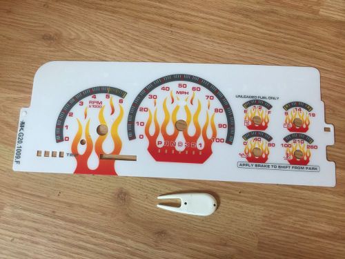 1996-1998 chevy silverado suburban tahoe white face flame bezel gauges by apc