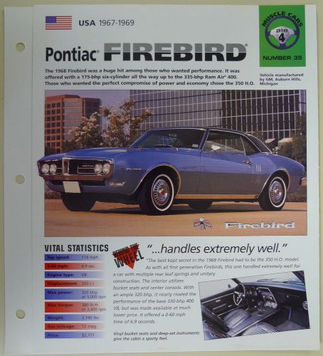 Pontiac firebird imp collector brochure specs 1967-1969 group 4, no 35