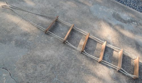 Rope ladder with teak steps