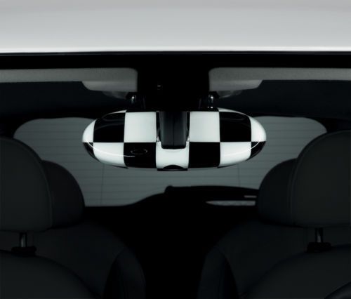 Mini cooper r55 r56 r57 r60 checkered interior mirror cap cover 2013-2015 oem
