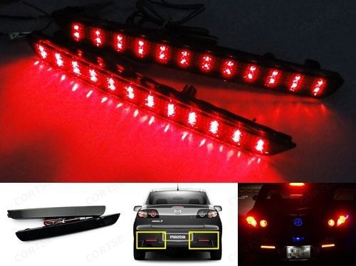 Black smoked lens bumper reflector led tail brake light mazda3 axela mazdaspeed3