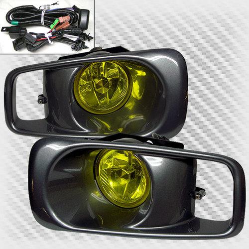 99-00 civic bumper yellow fog lights lamps+switch+bulbs+wiring harness pair set