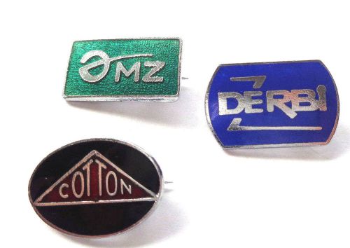 3  motorcycle enamel lapel badges