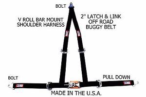 Rjs racing 2&#034; buggy off road seat belt 3 point v harness bolt in black sand rail