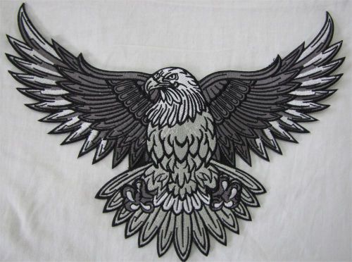 Rare large silver bald eagle bike motorcycle biker embroidered sew badge patch