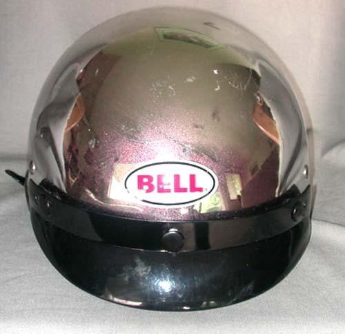 Silver bell motorcycle helmet bandito dot w/ clip-on black visor & chin strap