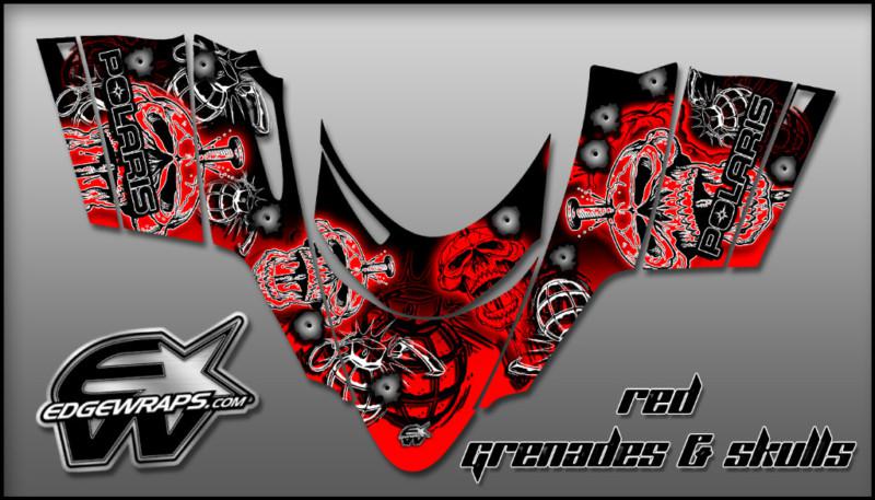 Polaris dragon,shift,rmk, i.q.,switchback graphics kit - red grenades & skulls 