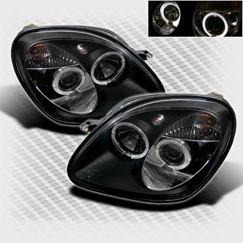 1998-2004 mercedes benz r170 slk 2x halo projector headlights black head lights