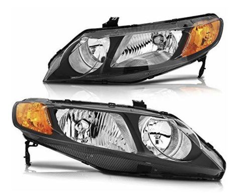 Pair Headlights Assembly For 2006-2011 Honda Civic 2Dr Black Kit Headlamps Set, US $75.00, image 4