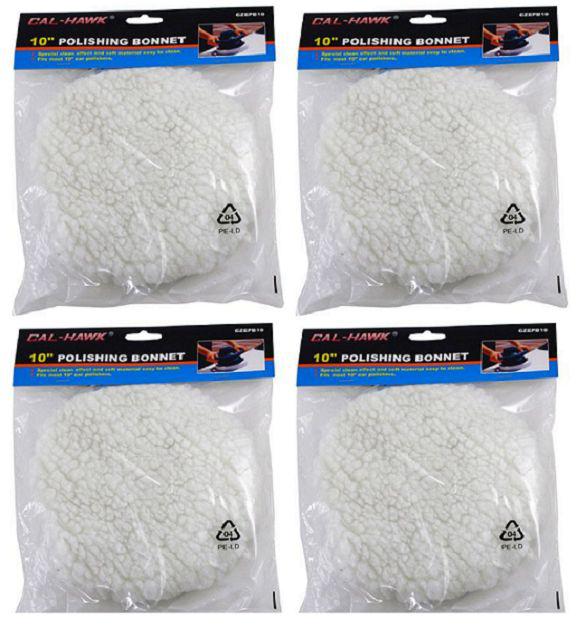 Qty of 4  10" polishing polisher buffing buffer pad bonnets with string ties