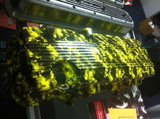Custom ka24e nissan valve cover. hydro dipped in yellow digi-camo